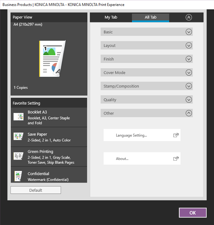 V4 Universal Print Driver Konica Minolta