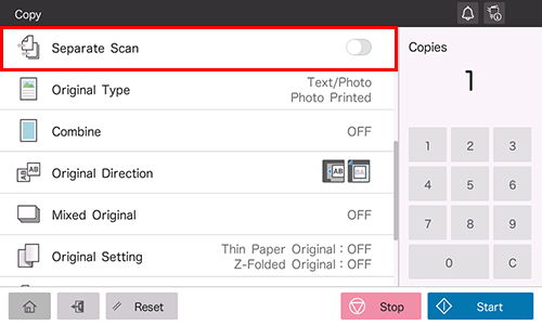 Scanner Only Scan Copy | Original Scan Settings