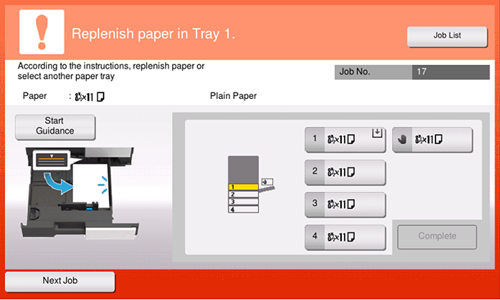 Maintenance | Paper Addition Messages